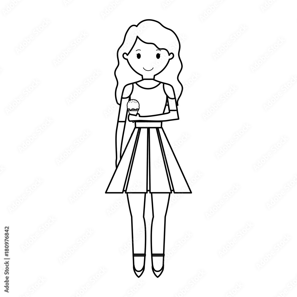 cartoon woman with ice cream icon over white background vector illustration cartoon woman with ice cream icon over white background vector illustration