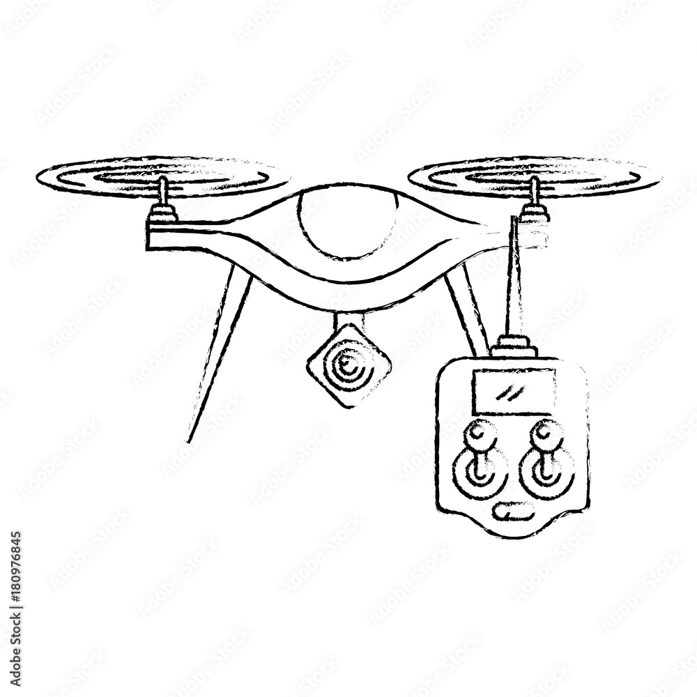 drone with remote control device technologies design vector illustration drone with remote control device technologies design vector illustration