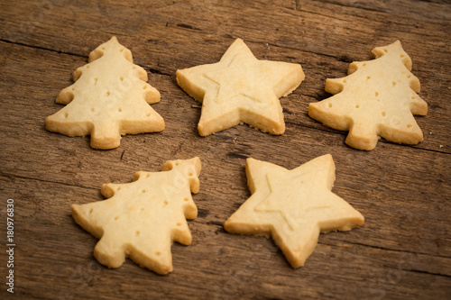 Christmas cookie on wooden background