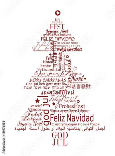 Merry Christmas in different languages and different font types