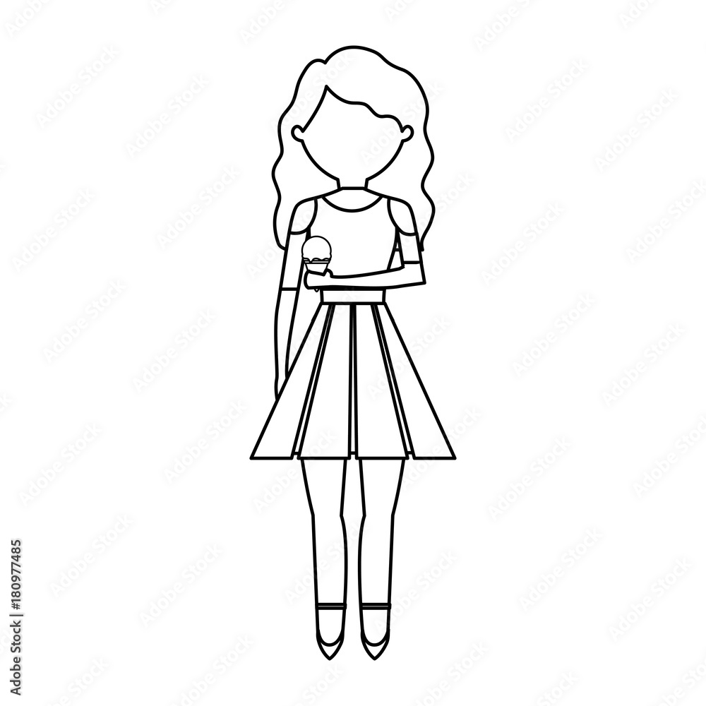 avatar woman with ice cream icon over white background vector illustration avatar woman with ice cream icon over white background vector illustration