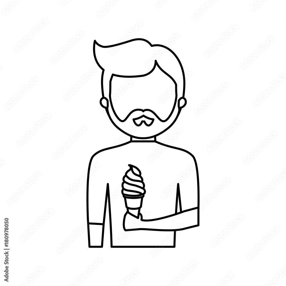 avatar man with ice cream icon over white background vector illustration