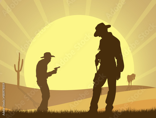 duel of cowboy in the desert