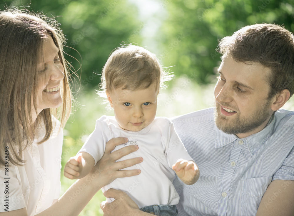 Fototapeta premium happy family having fun outdoors
