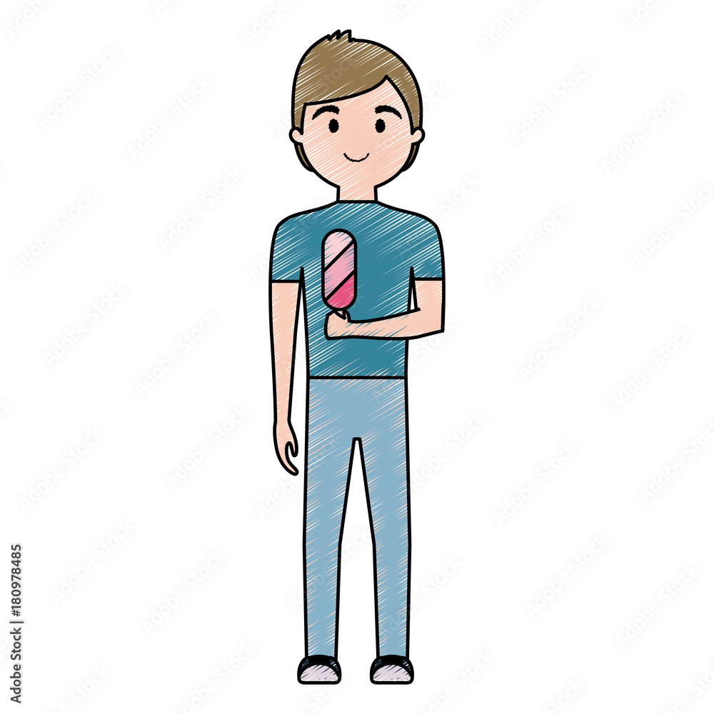 cartoon man with ice cream icon over white background colorful design vector illustration cartoon man with ice cream icon over white background colorful design vector illustration