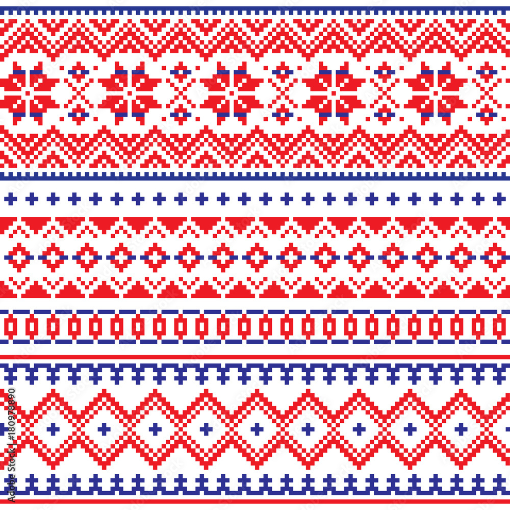 Lapland vector seamless winter pattern, Sami people folk art design, traditional knitting and embroidery Lapland vector seamless winter pattern, Sami people folk art design, traditional knitting and embroidery