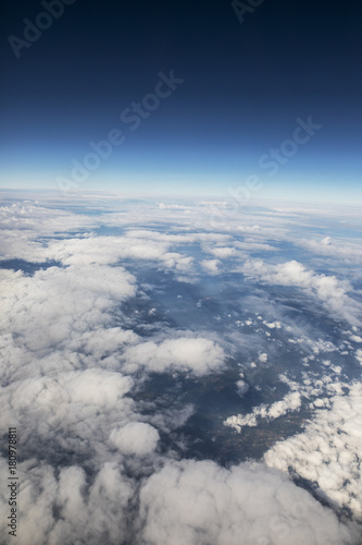 aerial view above blue sky and white cloudac