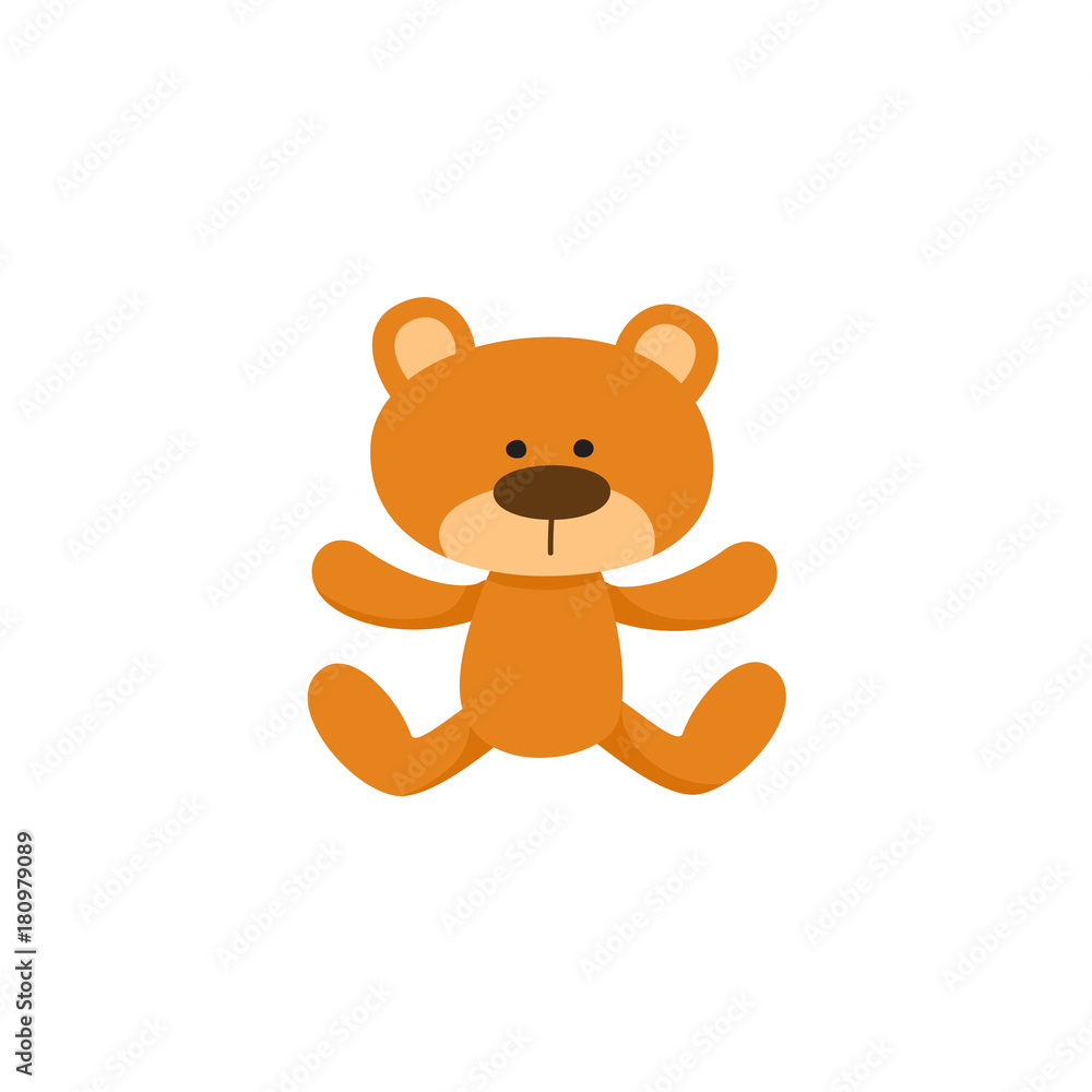Lovely brown teddy bear toy, symbol, icon, cartoon vector illustration isolated on white background. Plush teddy bear toy, stuffed animal, traditional sleeping companion Lovely brown teddy bear toy, symbol, icon, cartoon vector illustration isolated on white background. Plush teddy bear toy, stuffed animal, traditional sleeping companion