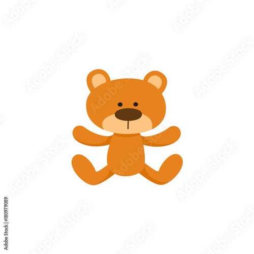 Lovely brown teddy bear toy  symbol  icon  cartoon vector illustration isolated on white background. Plush teddy bear toy  stuffed animal  traditional sleeping companion