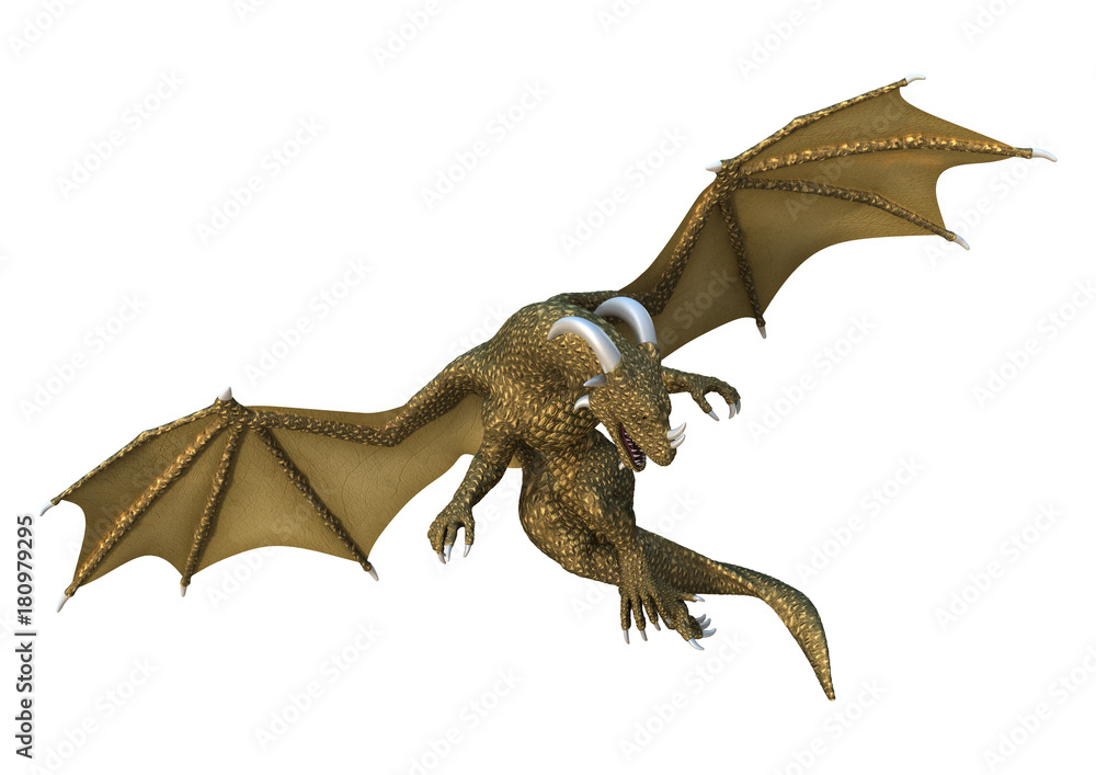 Fototapeta premium 3D renderowania Fantasy Dragon na białym tle