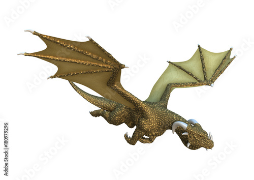 3D Rendering Fantasy Dragon on White © photosvac