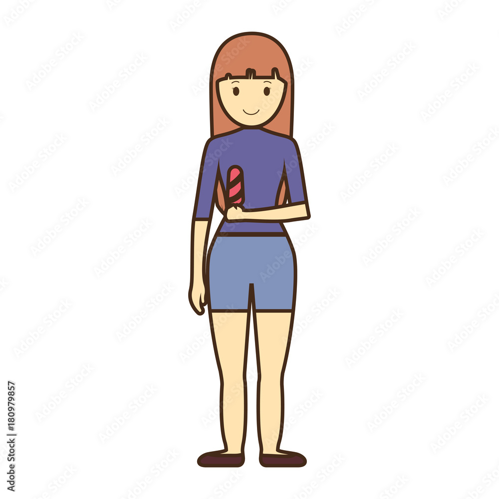 cartoon woman with ice cream icon over white background colorful design vector illustration cartoon woman with ice cream icon over white background colorful design vector illustration