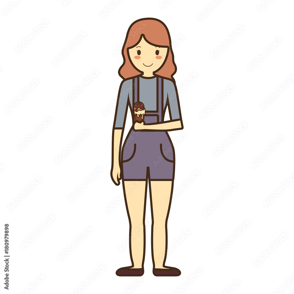 cartoon woman with ice cream icon over white background colorful design vector illustration cartoon woman with ice cream icon over white background colorful design vector illustration
