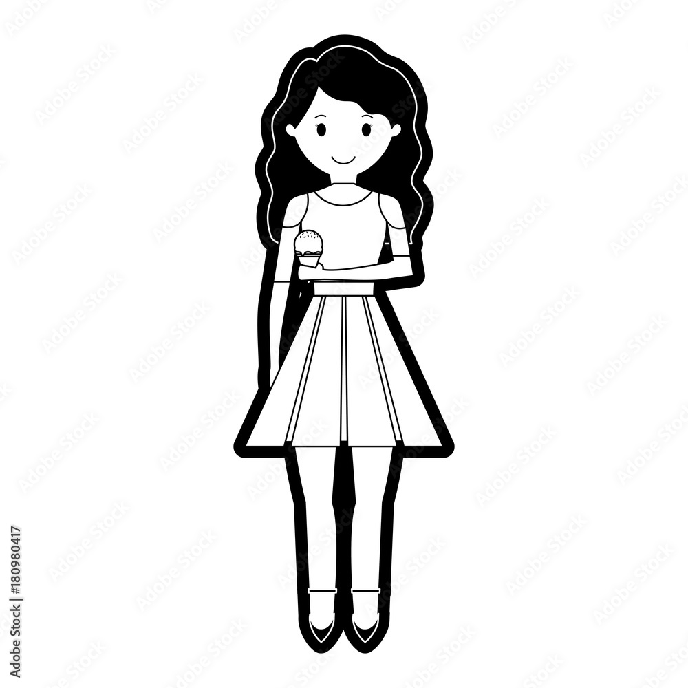 cartoon woman with ice cream icon over white background vector illustration cartoon woman with ice cream icon over white background vector illustration