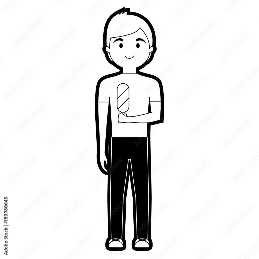 cartoon man with ice cream icon over white background vector illustration cartoon man with ice cream icon over white background vector illustration