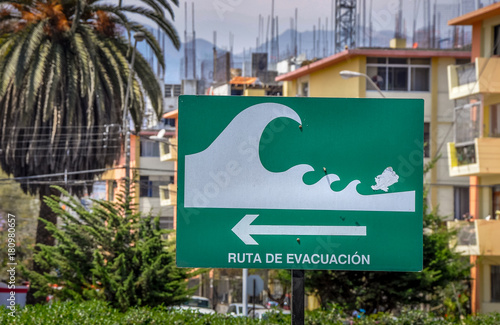Tsunami Hazard Zone Sign in Atofagasta, Chile