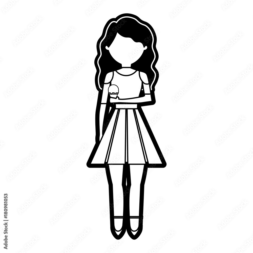 avatar woman with ice cream icon over white background vector illustration avatar woman with ice cream icon over white background vector illustration