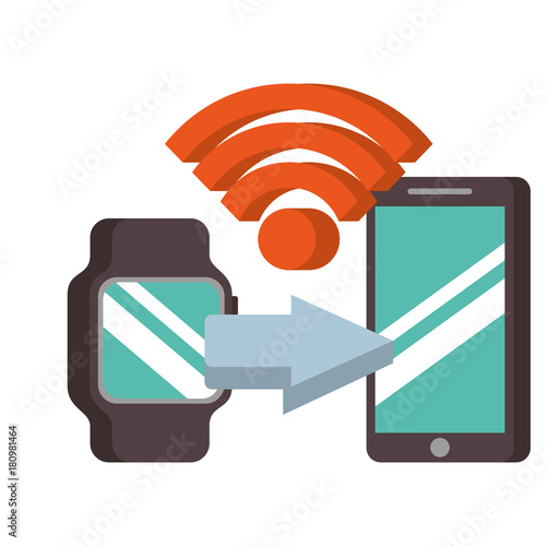 mobile payments with smart watch mobile phone concept of communication technology vector illustration