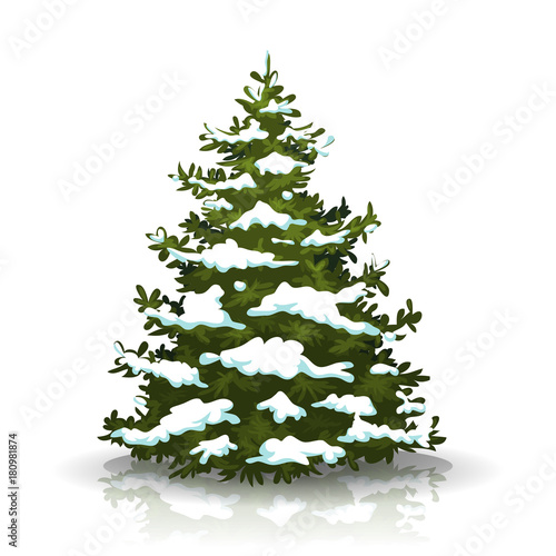 Christmas Pine Tree With Snow
