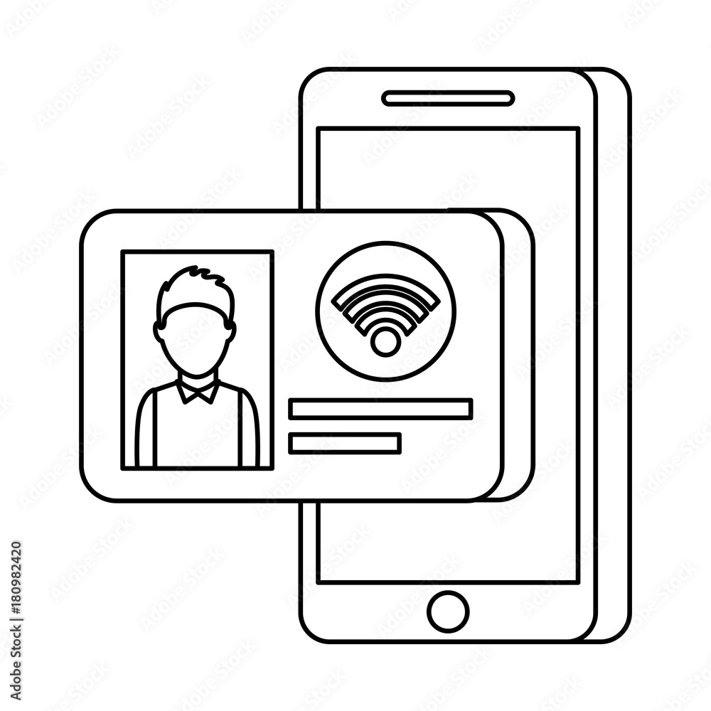 mobile phone with id card internet online technology vector illustration mobile phone with id card internet online technology vector illustration