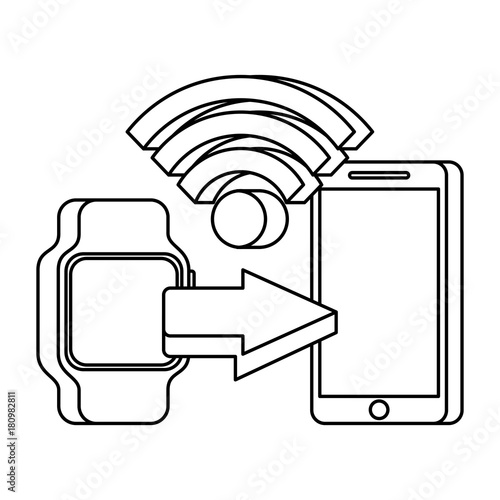 mobile payments with smart watch mobile phone concept of communication technology vector illustration