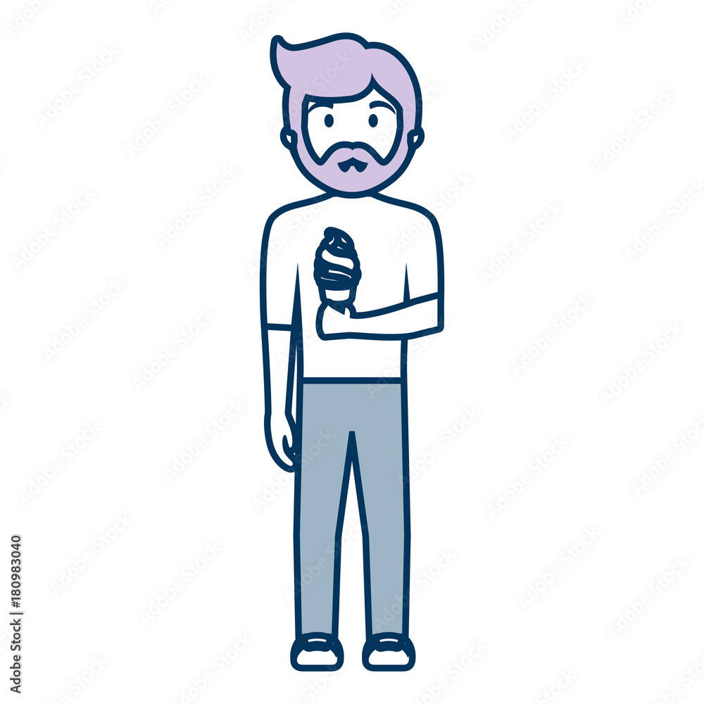 cartoon man with ice cream icon over white background vector illustration