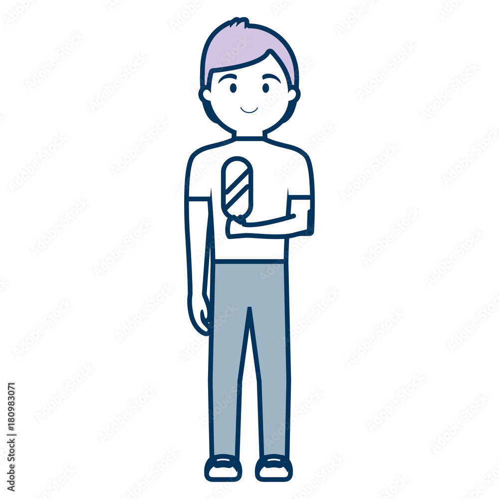 cartoon man with ice cream icon over white background vector illustration