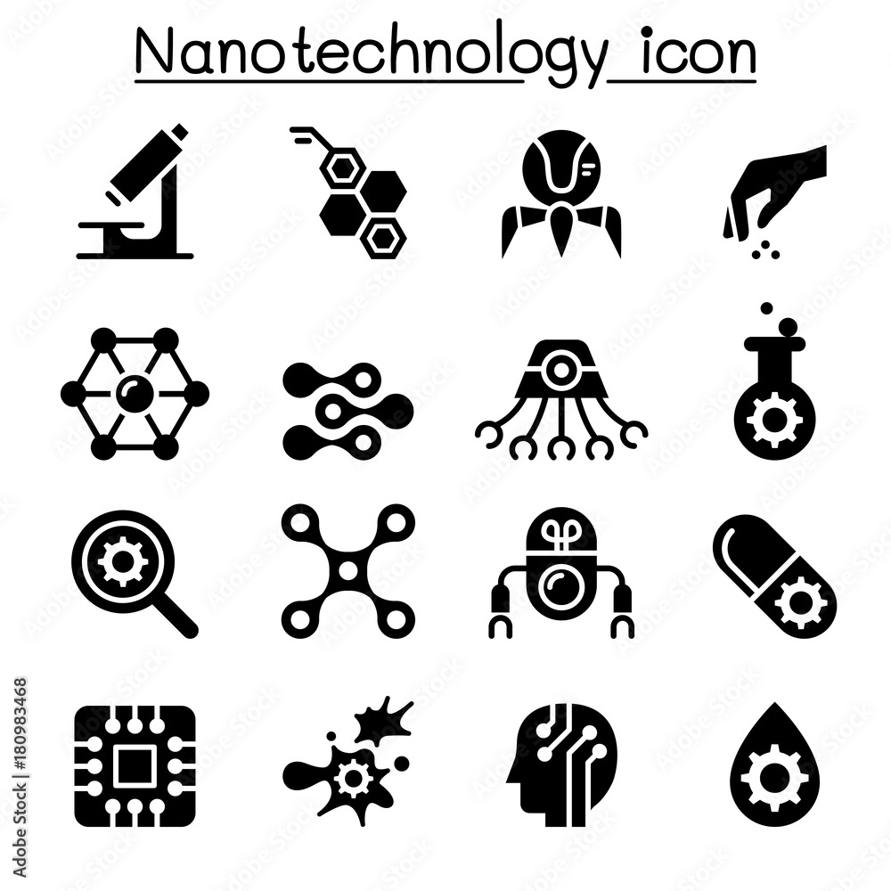 Nanotechnology icon set Nanotechnology icon set