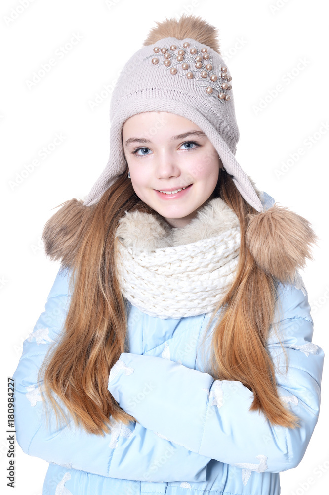 little girl in warm clothes little girl in warm clothes
