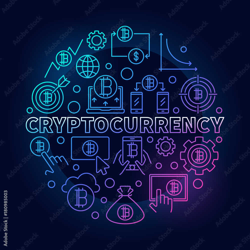 Cryptocurrency round colorful illustration Cryptocurrency round colorful illustration