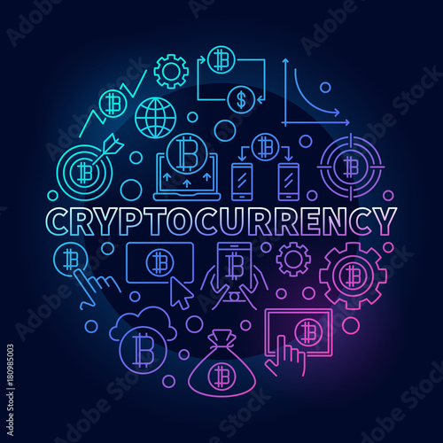 Cryptocurrency round colorful illustration