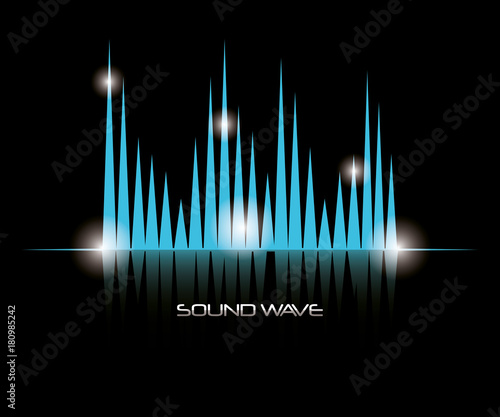 blue sound wave icon over black background colorful design vector illustration