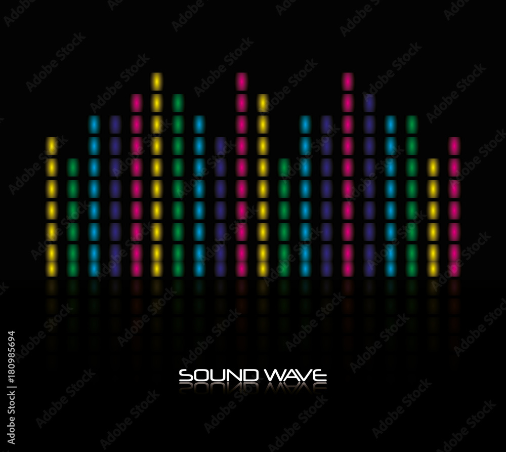 colorful sound wave over black backgorund vector illustration