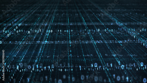 Wallpaper Mural Blue sci-fi grid of digital binary code information technology concept Torontodigital.ca