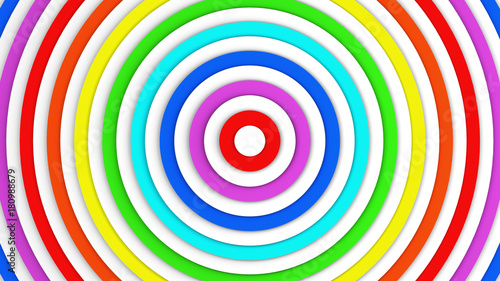 Colorful concentric lines abstract 3D render