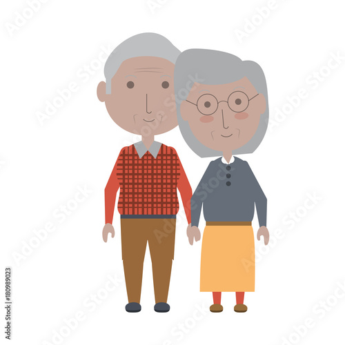 cartoon eldery couple icon over white background colorful design vector illustration