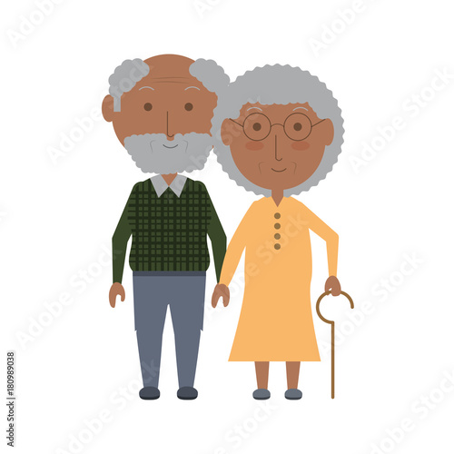 cartoon eldery couple icon over white background colorful design vector illustration