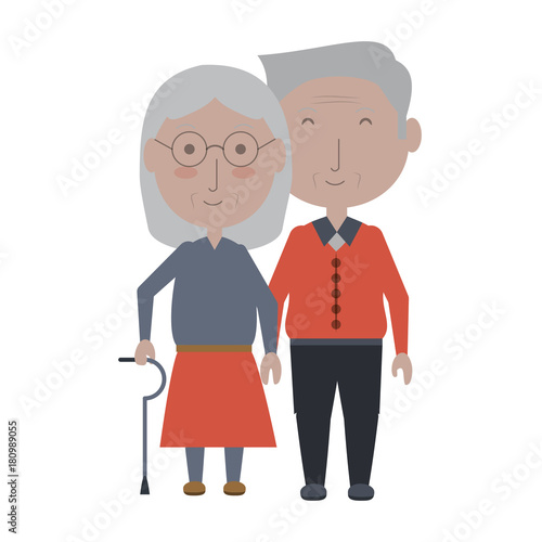 cartoon eldery couple icon over white background colorful design vector illustration