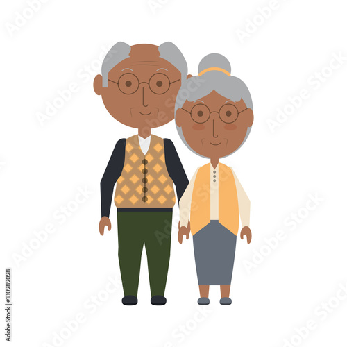 cartoon eldery couple icon over white background colorful design vector illustration