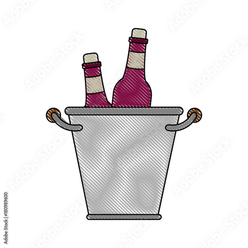 Wine bottles in ice bucket