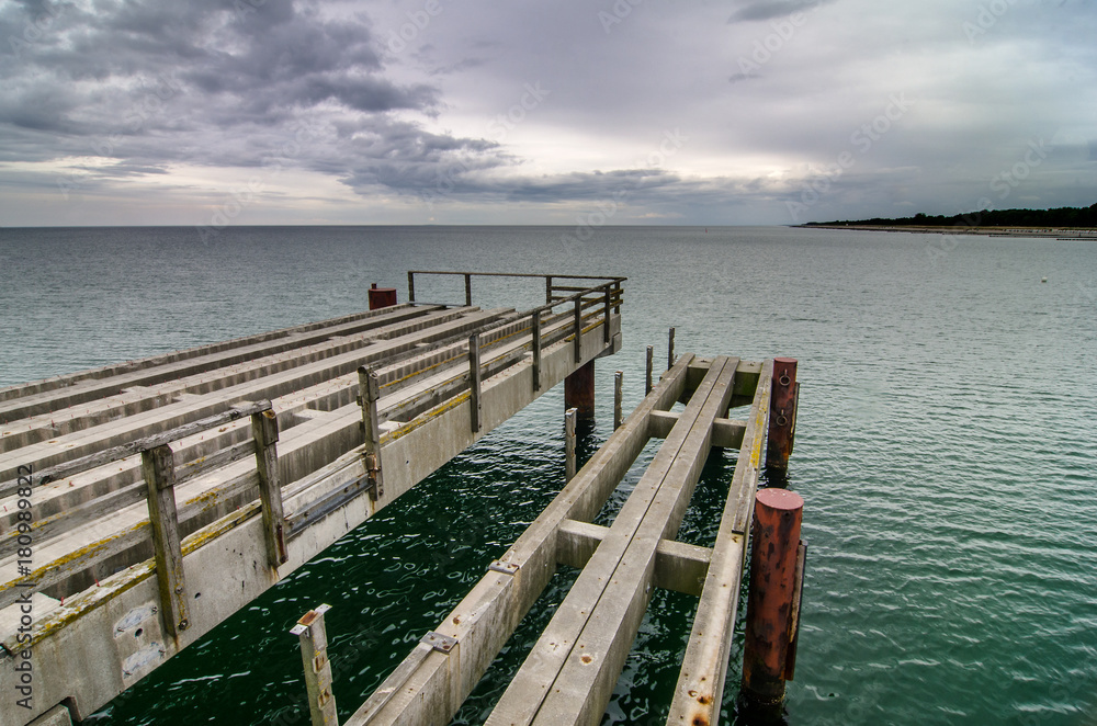old wooden pier in the baltic sea