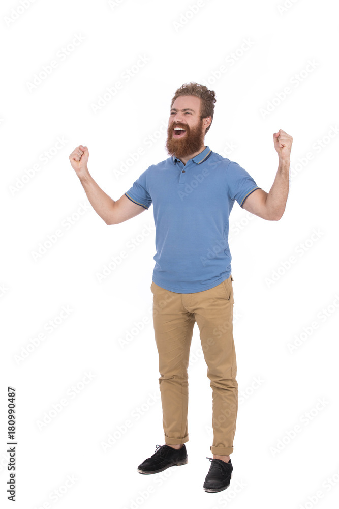 Excited beard man Excited beard man