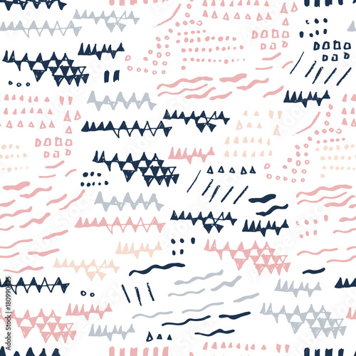 Abstract seamless pattern with hand drawn textures.