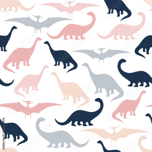 Seamless pattern with cartoon dinosaurs. For cards  party  banners  and children room decoration.