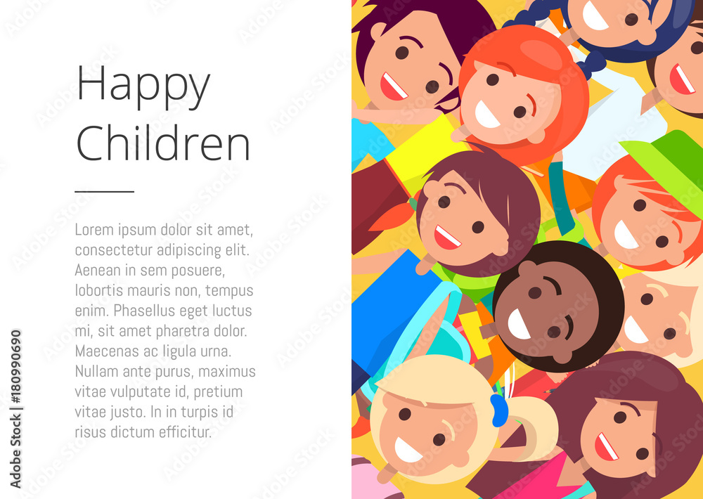 Banner with Happy Children Faces Place for Text Banner with Happy Children Faces Place for Text