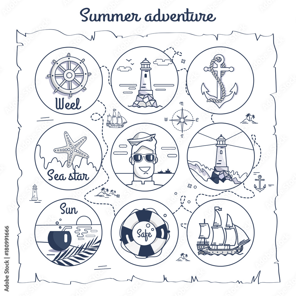 Summer Adventure Map Depicting Multiple Icons