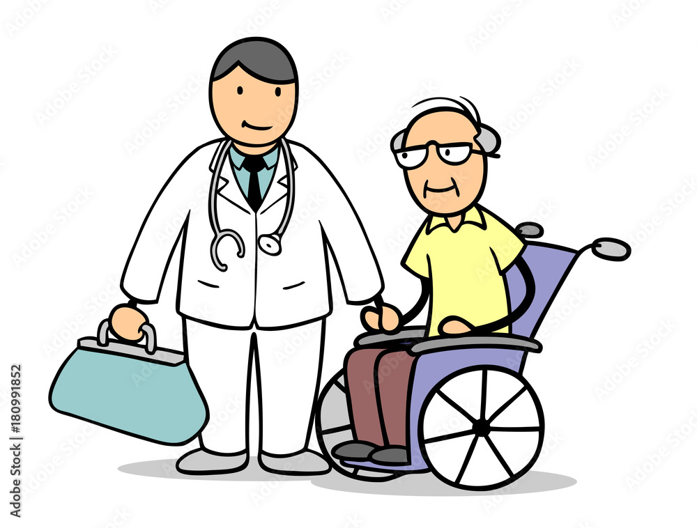 Arzt mit Senior Patient im Rollstuhl