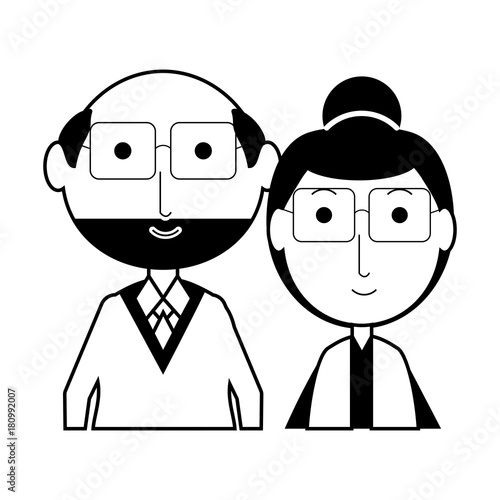 cartoon eldery couple icon over white background vector illustration