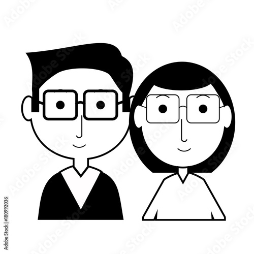cartoon eldery couple icon over white background vector illustration