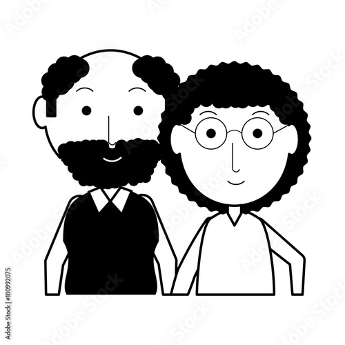 cartoon eldery couple icon over white background vector illustration